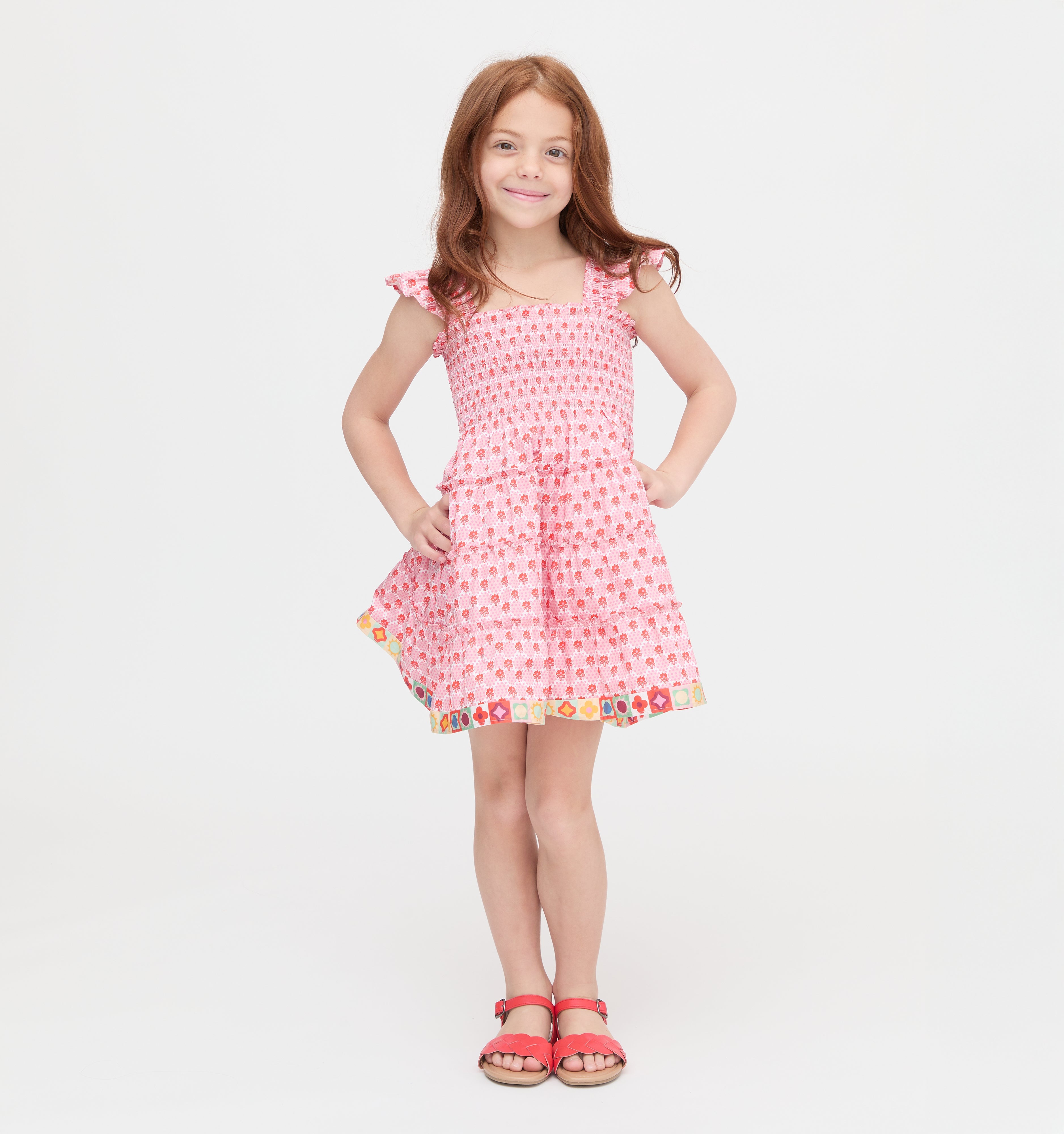 The Tiny Ellie Nap Dress in Pink Cala Check