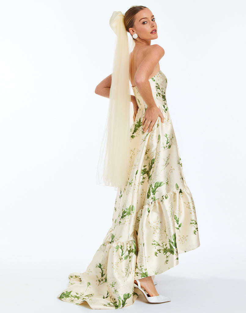 Georgiana Gown in Ivory & Green