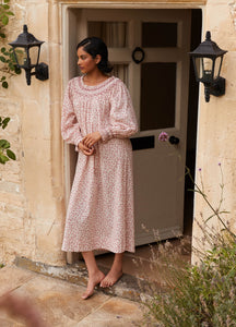 Georgie Smocked Nightdress in Berry Bird