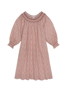 Georgie Smocked Nightdress in Berry Bird