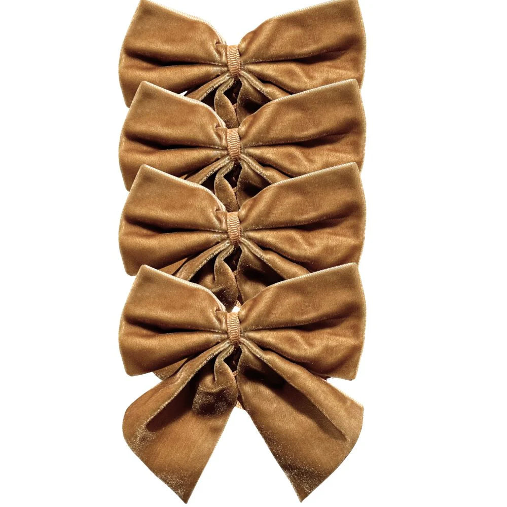 Gold Bow Velvet Napkin Ties, Set of 4