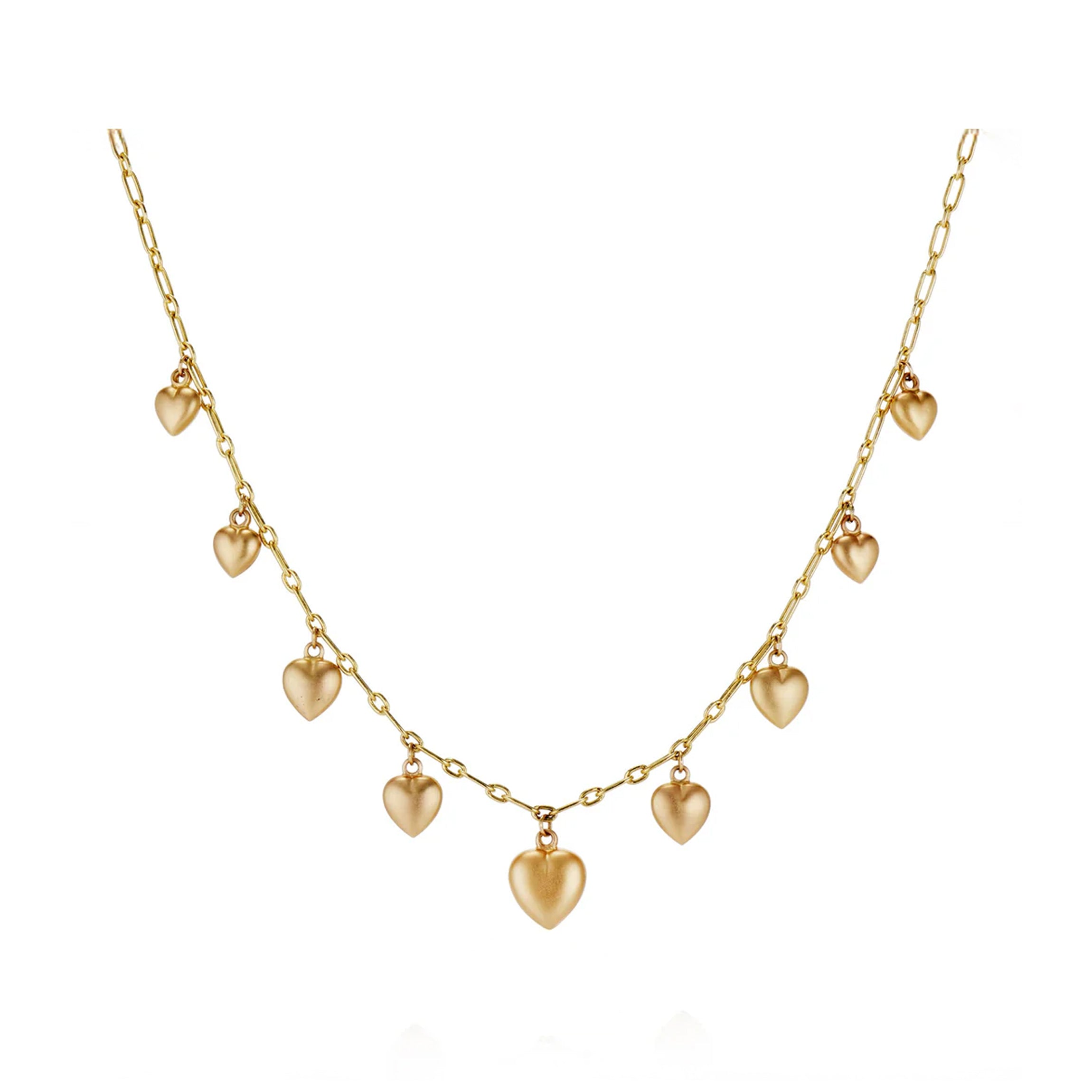 Graduated Puffy Heart Necklace