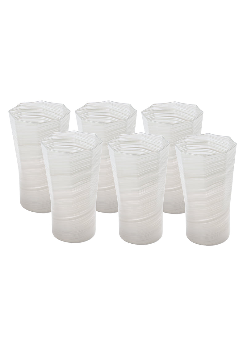 Tall Hand Blown Tumbler in Grey, Set of 6