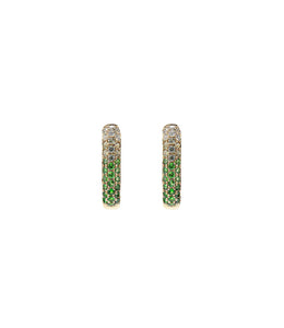 Diamond & Green Sapphire Oval Hoop Earrings