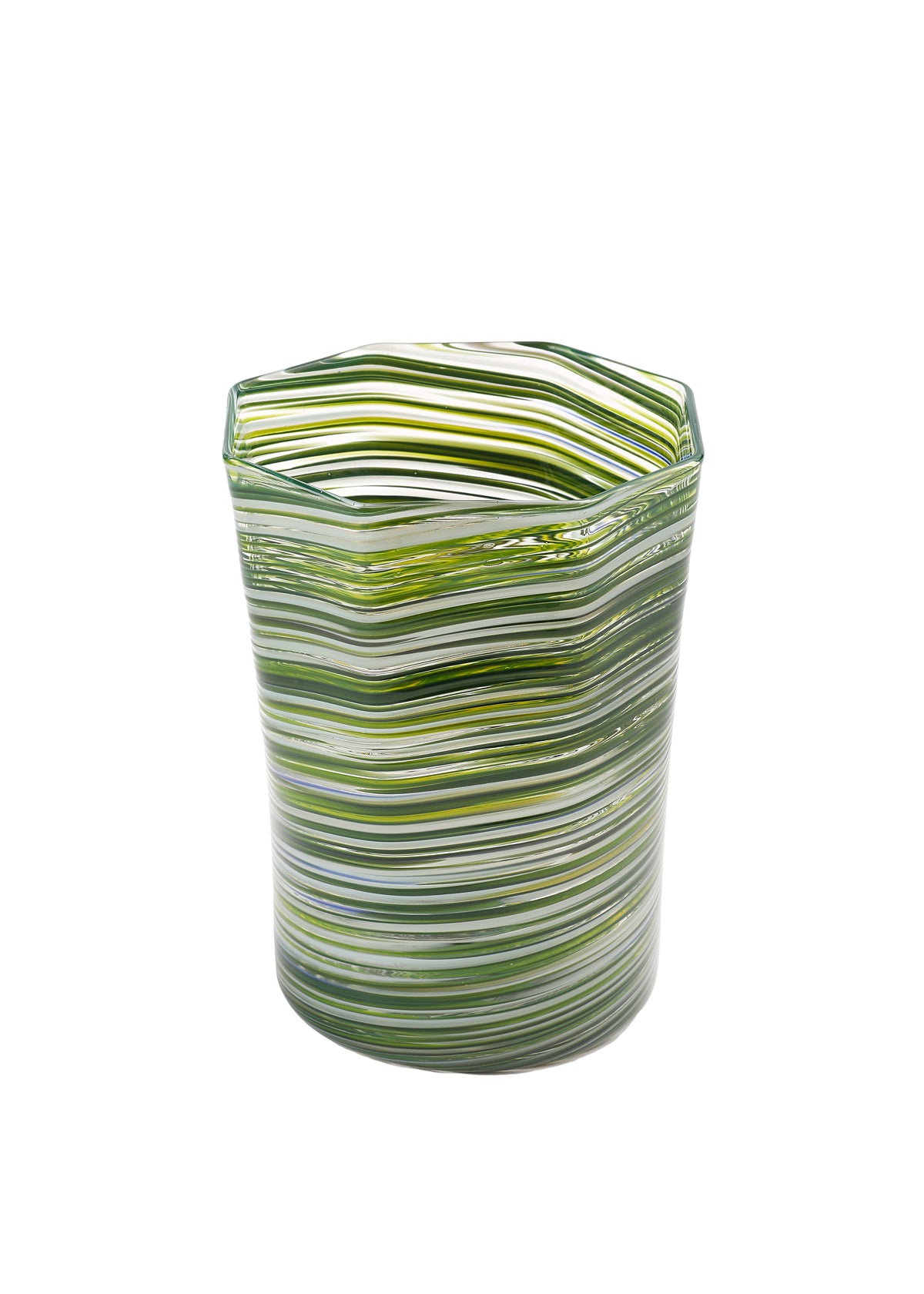 Short Hand Blown Tumbler in Avocado Mix, Set of 6