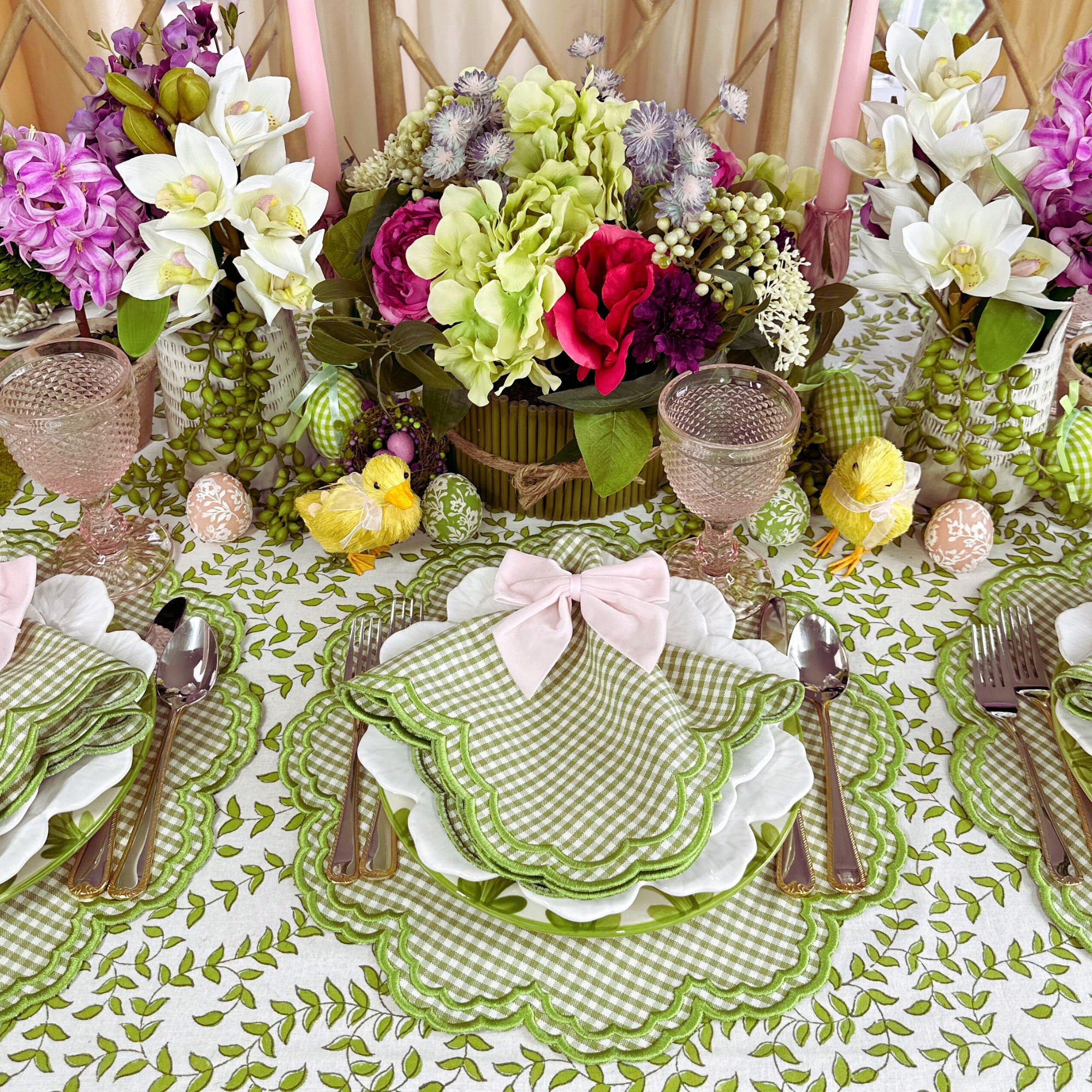 Bettina-Gingham Placemat in Green, Set of 4