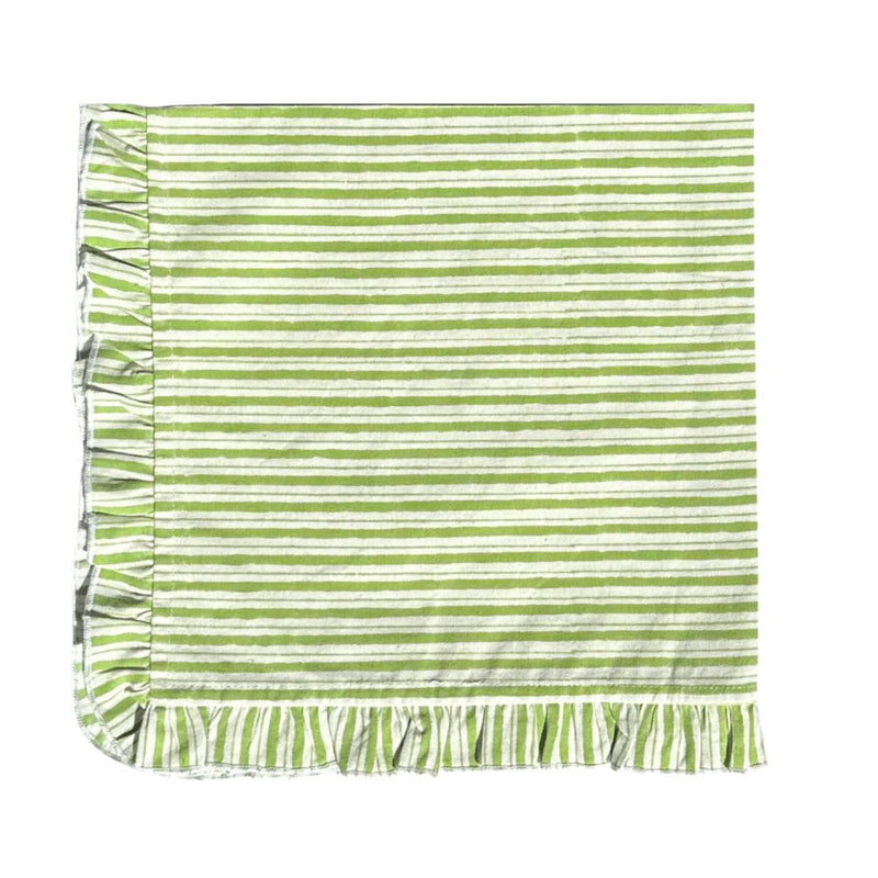 Ruffle Napkin in Green Stripes, Set of 4