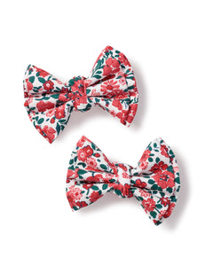 Girl’s Twill Hair Bows in Fleurs des Bois