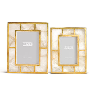 White Quartz Photo Frame Includes, Set of 2