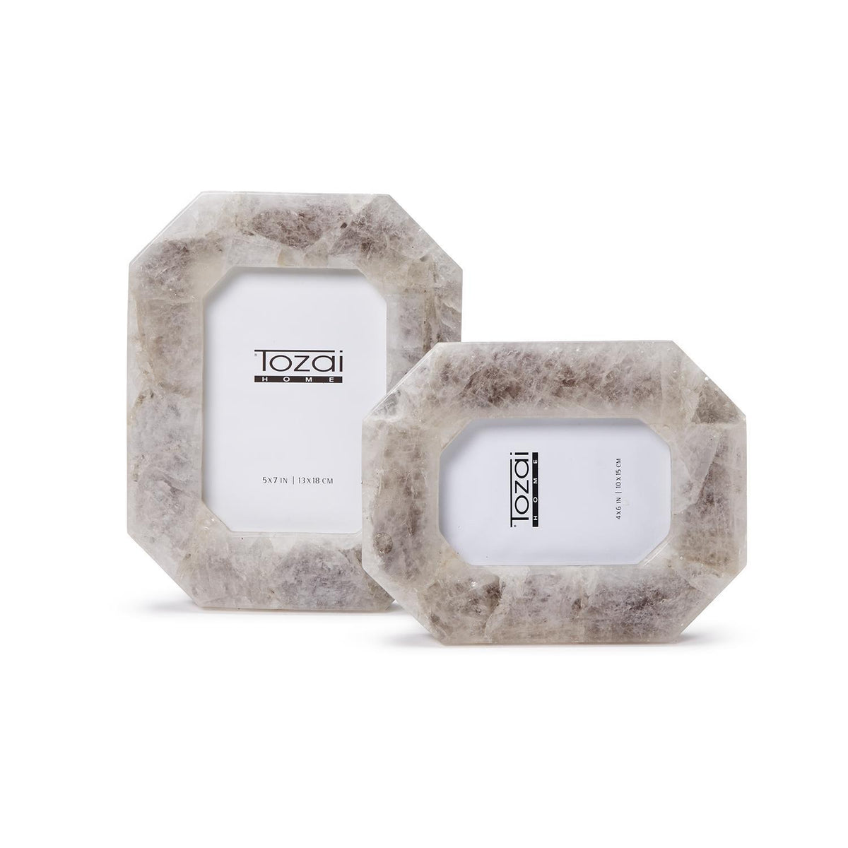 White Quartz Photo Frames, Set of 2