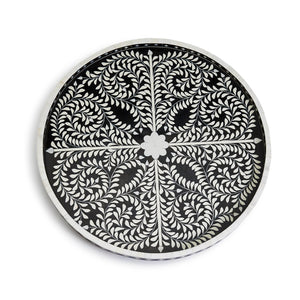 Black and White Decorative Round Serving Tray