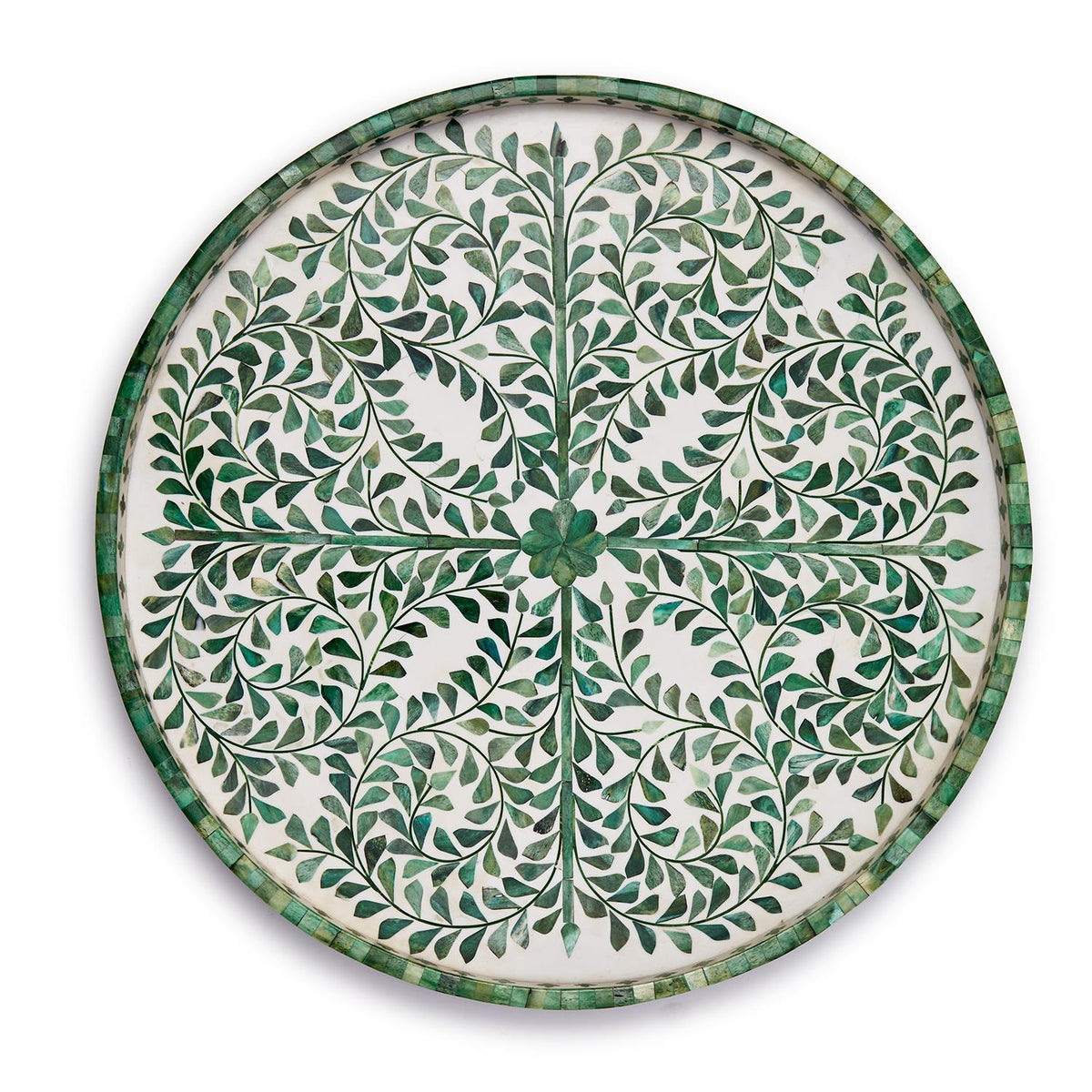 Inlaid Decorative Round Serving Tray