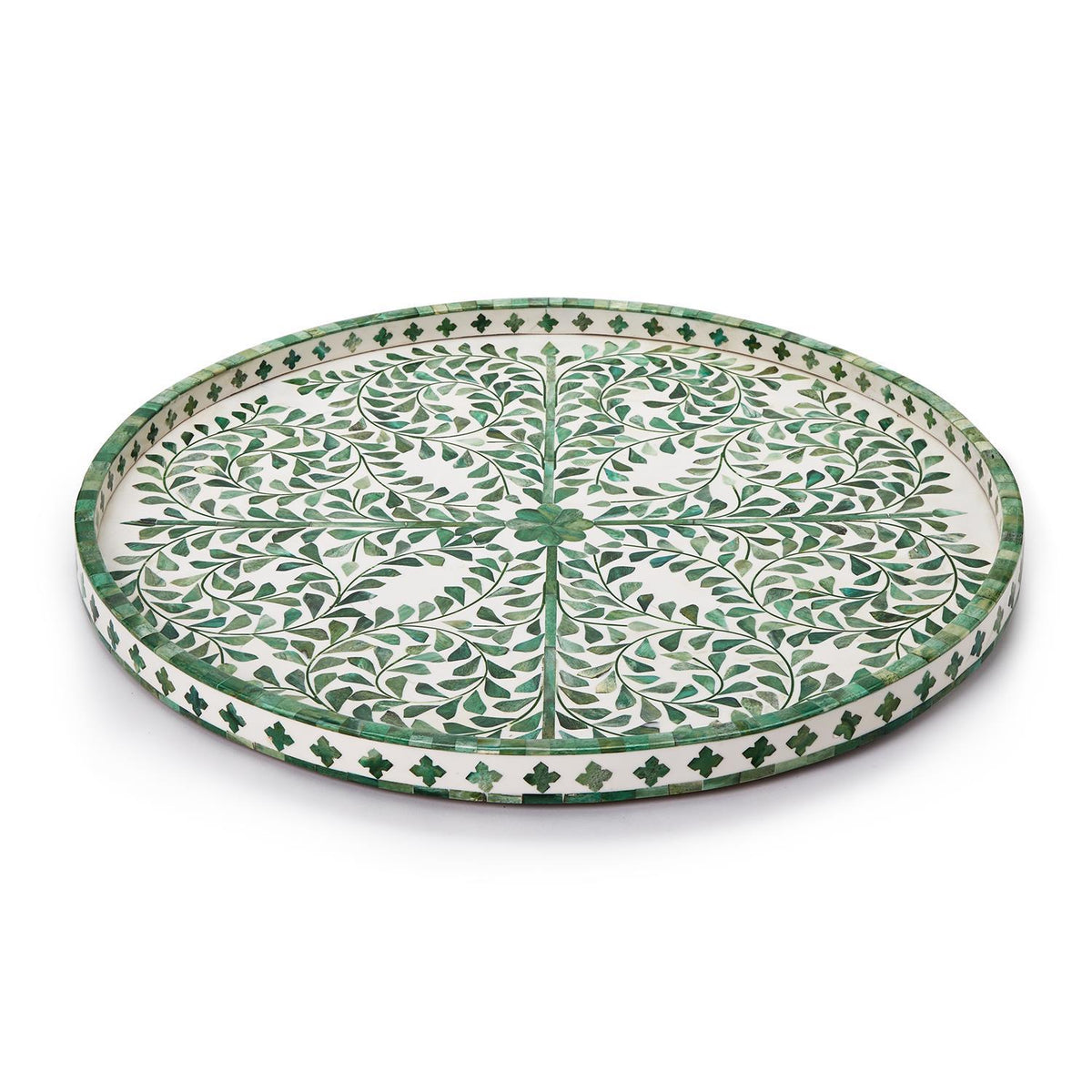 Inlaid Decorative Round Serving Tray