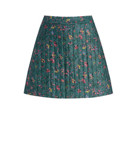 The Olivia Quilted Skirt in Bottle Green Fleur Chintz