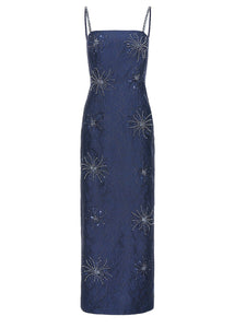 Astra Dress Periwinkle Embellished Jacquard