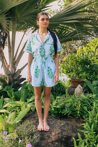 Drawstring Short in Bluebell & Sage