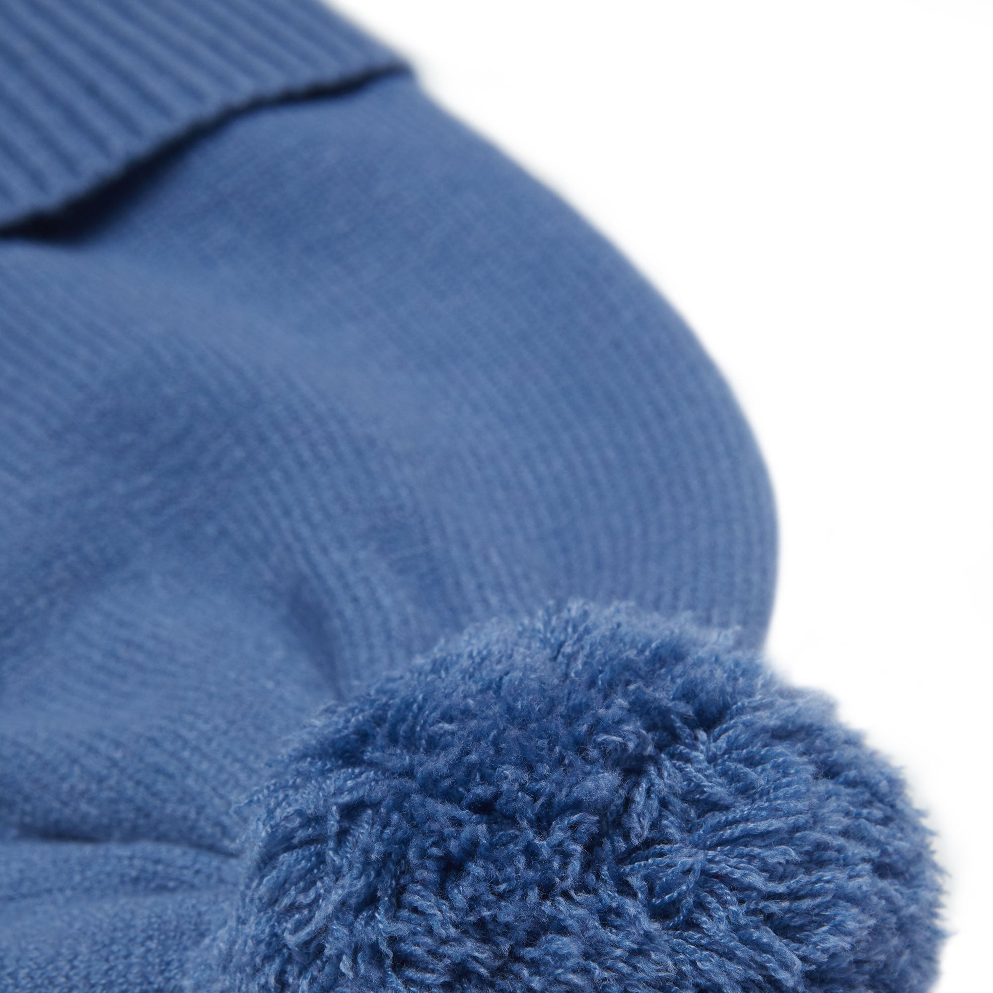 Mountain Blue Knit Winter Hat with Knit Pom