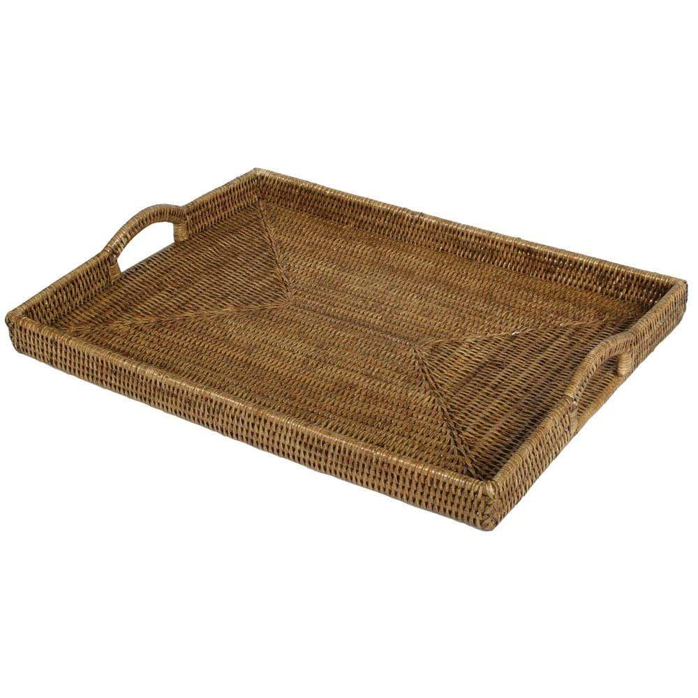 Rattan Rectangular Tray in Dark Natural