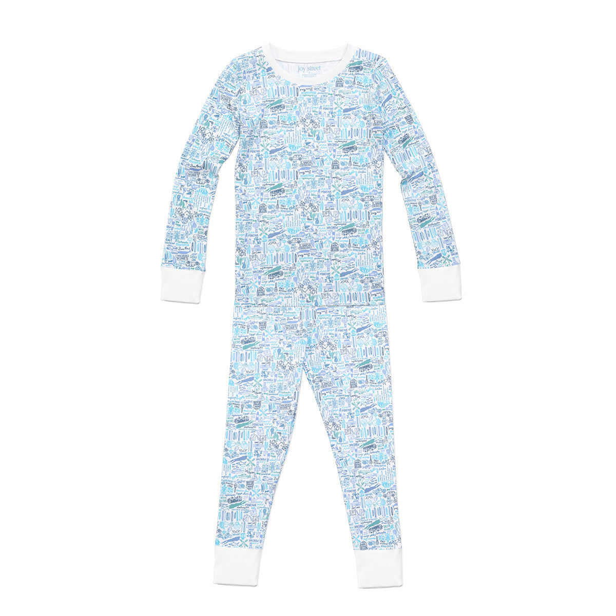 Joy Street Kids Hamptons print pajamas, blue