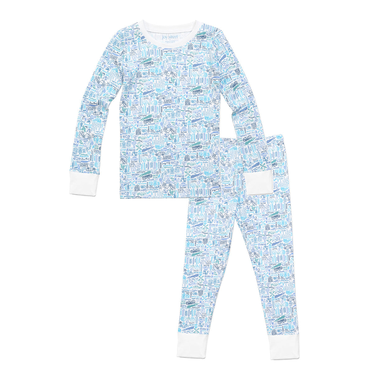 Joy Street Kids Hamptons print pajamas, blue