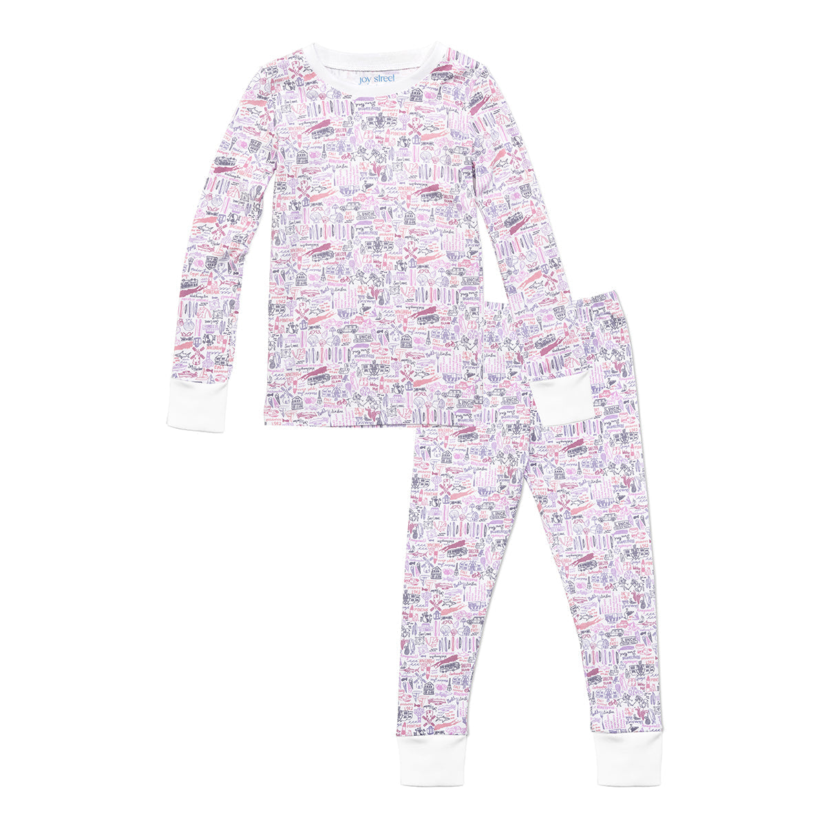 Joy Street Kids Hamptons print children's pajamas, pink