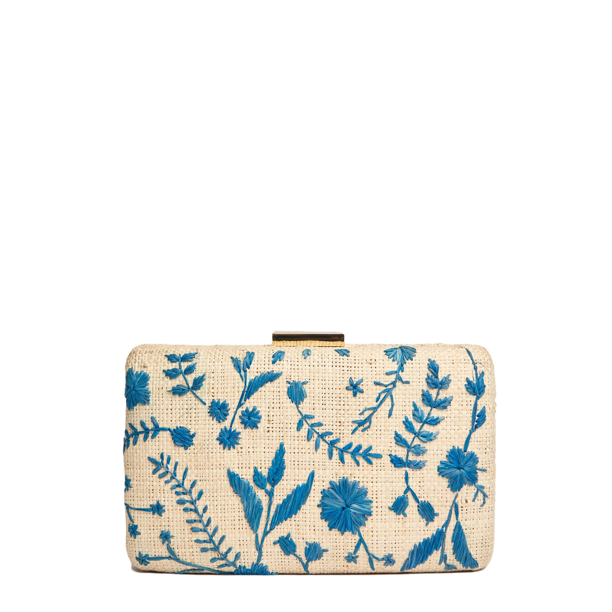 Hana Embroidered Straw Clutch Bag