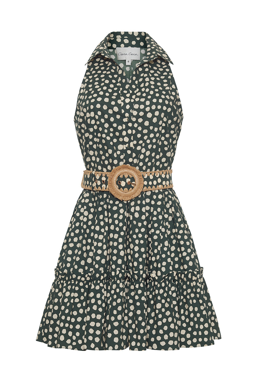 Hannah Dress in Abstract Dot Green Turtledove