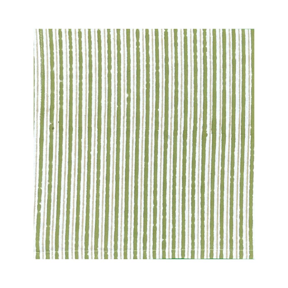 Green and gold stripes hand block printed on cotton 20x20 napkin