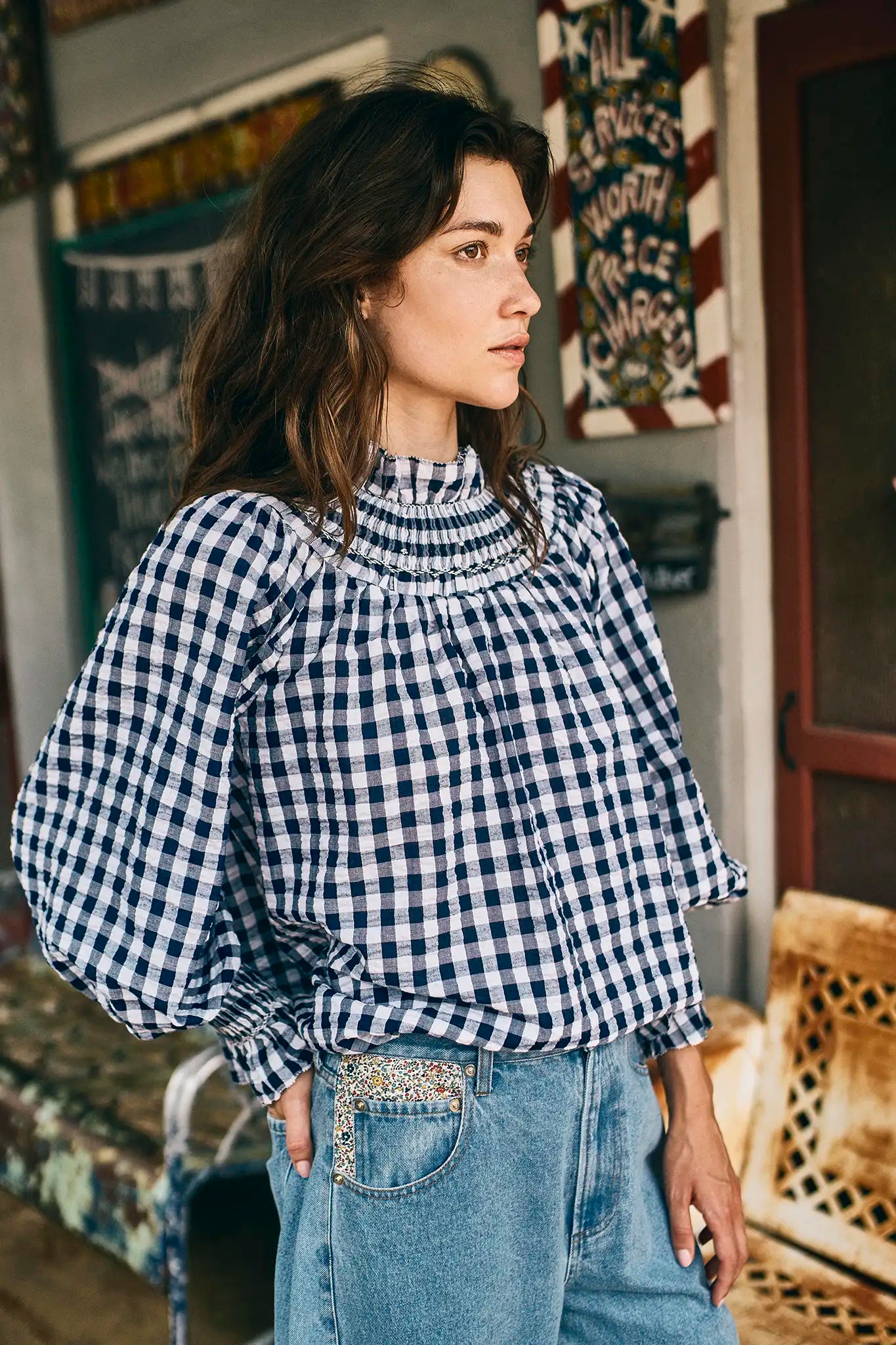 Hayes Top in Navy & White