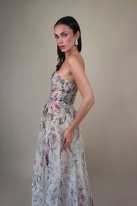 Underwater Wildflower Print & Embroidered Gown