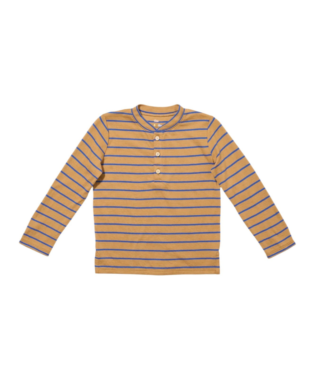 Henley T-Shirt in Camel Fine Stripe