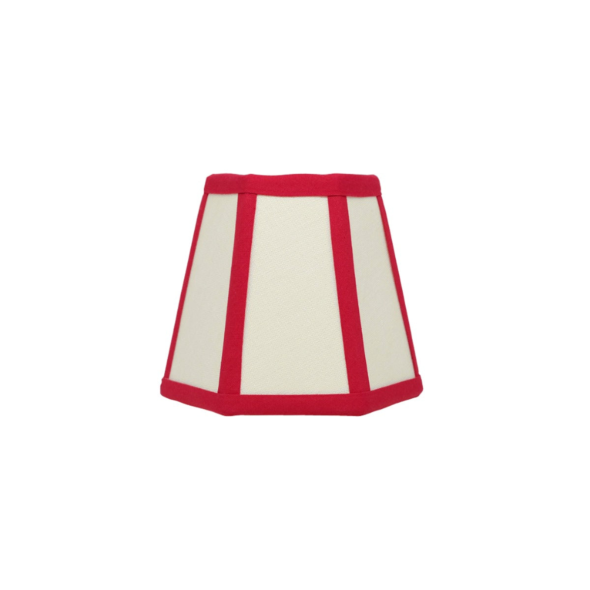 Hexagon Linen Candle Shade with Red Trim