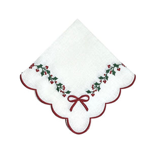 Studio Collection - Linen: Holly & Bows in Napkin, Set of 4