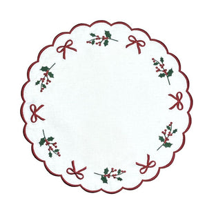 Studio Collection in Linen: Holly & Bows Placemat, Set of 4