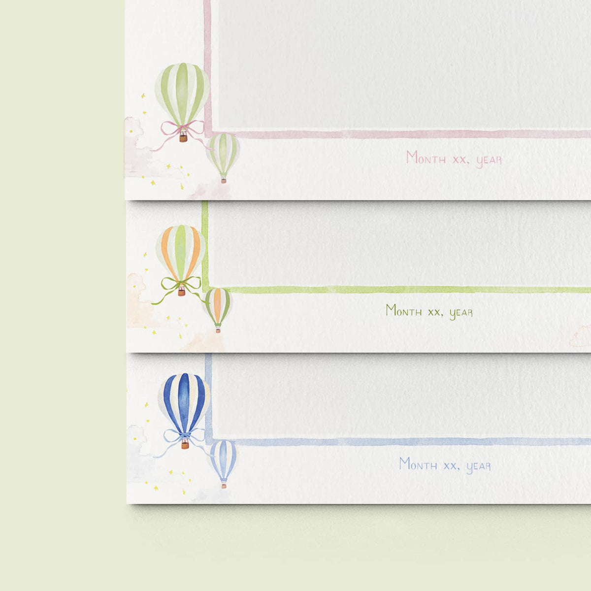 Hot Air Balloons Birth Announcement with Photo, Set of 50