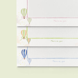 Hot Air Balloons Birth Announcement without Photo, Set of 50