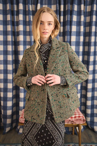 Huntley Half Coat in Mixed Herringbone