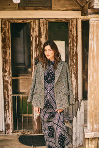 Huntley Half Coat in Mixed Herringbone