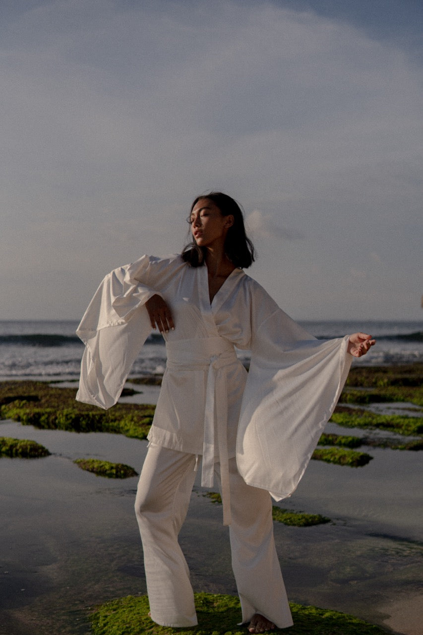 Silky Satin Kimono Pajamas