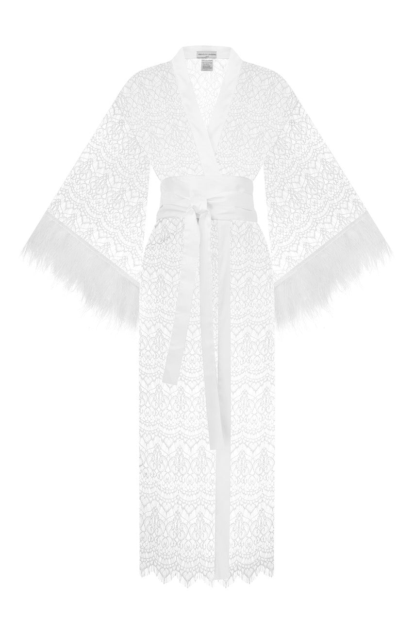 Lace Robe with Feathers