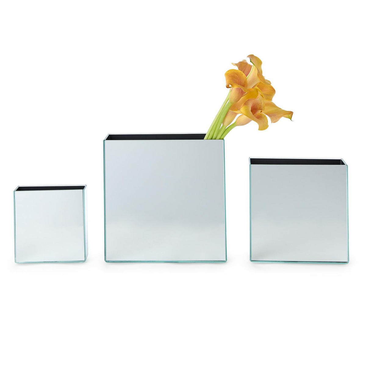 Mirrored Square Vases, Set of 3