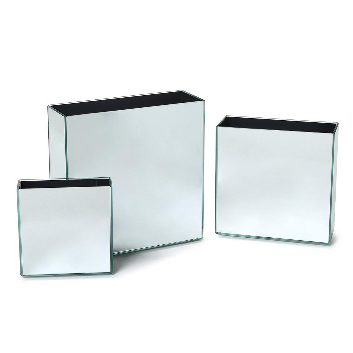 Mirrored Square Vases, Set of 3