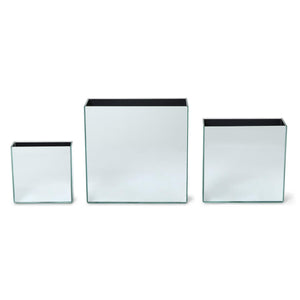 Mirrored Square Vases, Set of 3