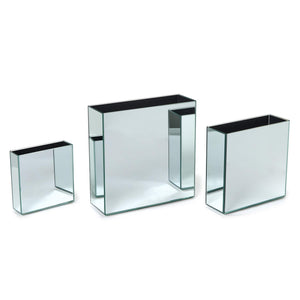 Mirrored Square Vases, Set of 3