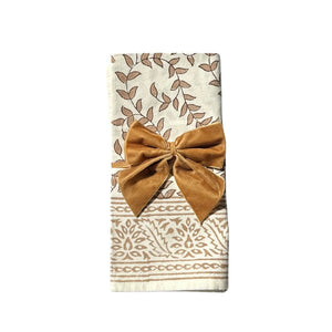 Gold Bow Velvet Napkin Ties, Set of 4