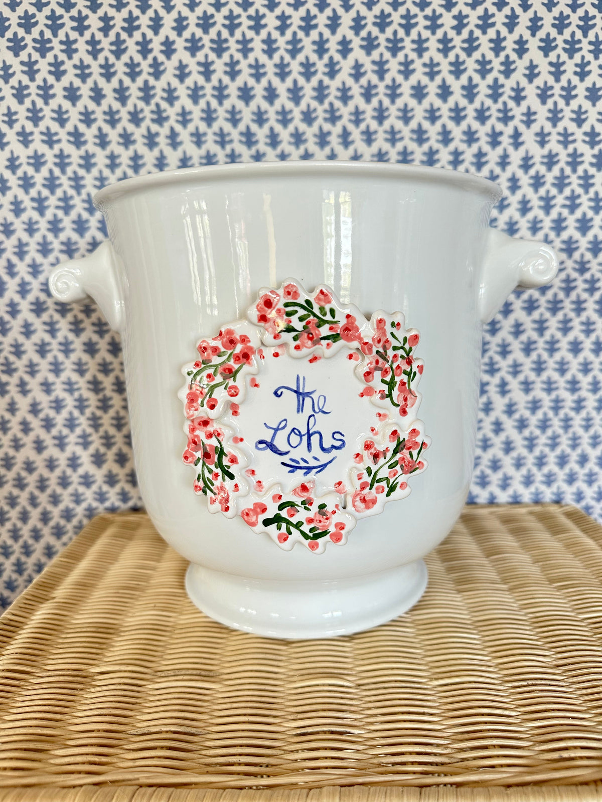 Cache Pot with Crest - Bougainvillea - Premium  from Tricia Lowenfield Design 