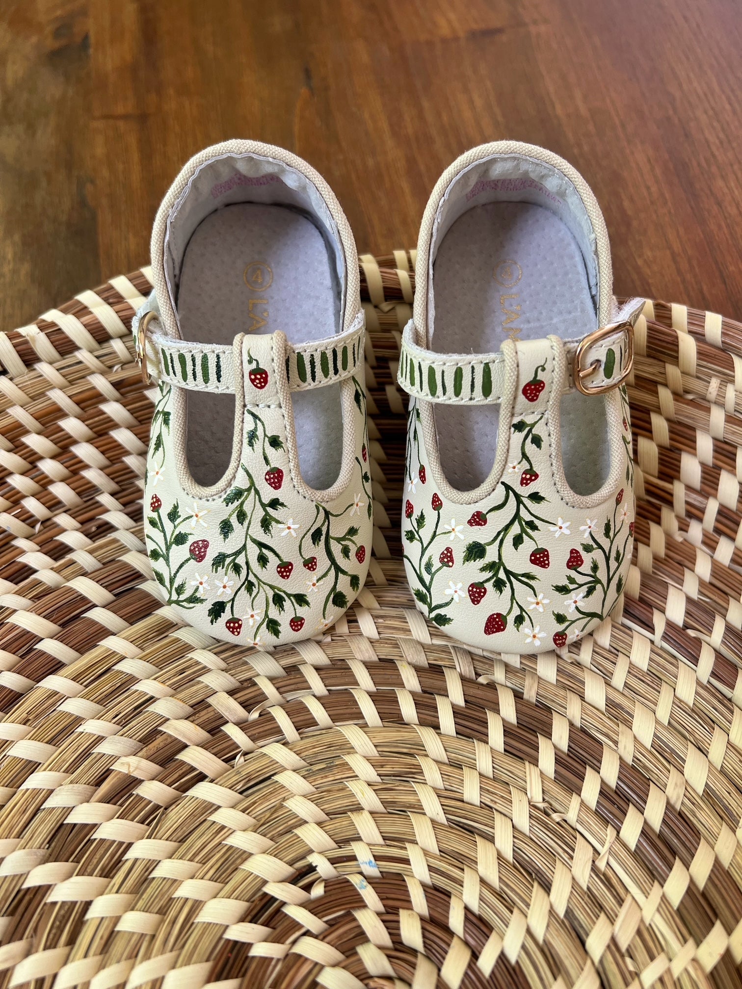 Strawberry Hand Painted Baby Shoes