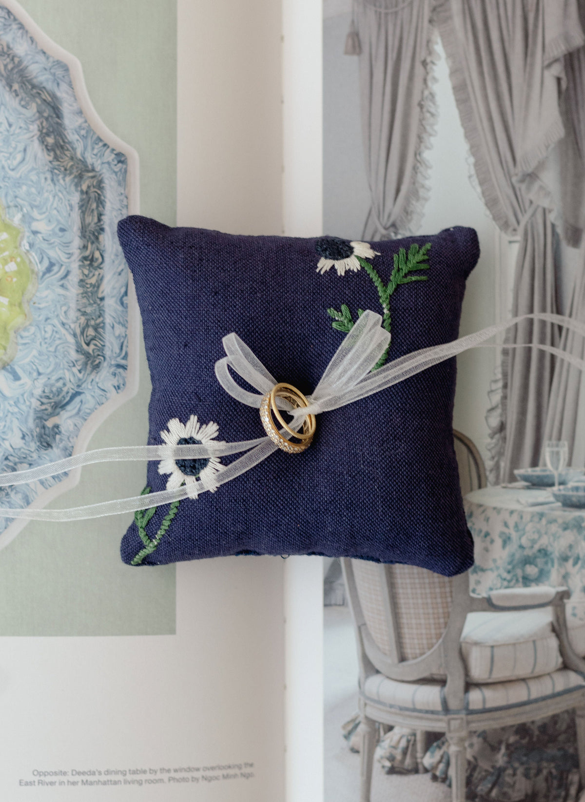 Manzanilla Navy Ring Pillow