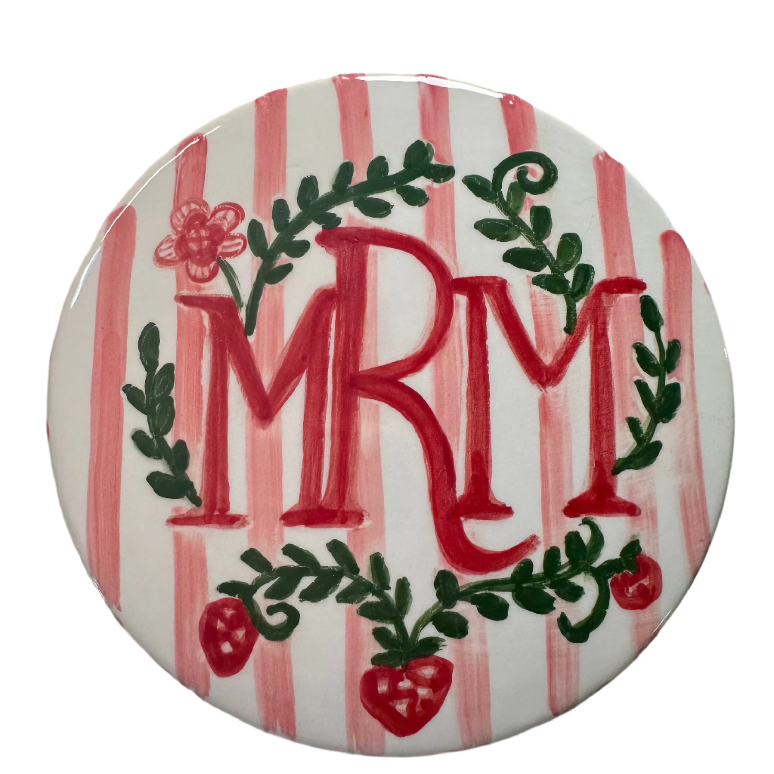 Round Keepsake Box (Stripes and Strawberries) - Premium  from Tricia Lowenfield Design 