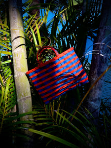 Retro-Travel Tote in Royal Blue & Tiger Lily